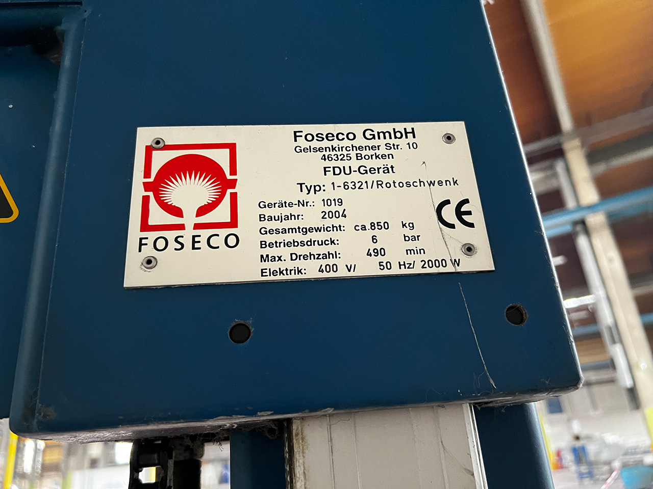 Foseco Rotostativ 1-6321 gaz giderme ünitesi ZU2237, kullanılmış