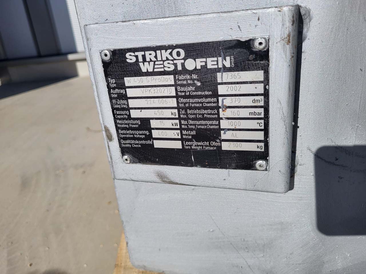 StrikoWestofen W 450 S ProDos DCP Dozajlama Fırını O1816, kullanılmış StrikoWestofen W 450 S ProDos DCP Dozajlama Fırını O1816, kullanılmış