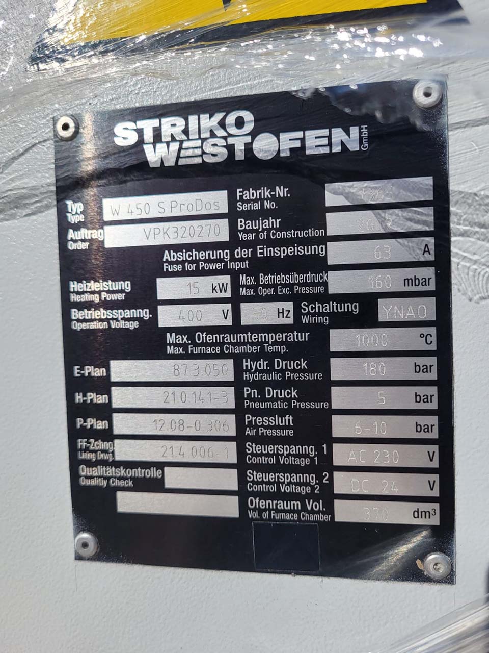 StrikoWestofen W 450 S ProDos DCP Dozajlama Fırını O1816, kullanılmış StrikoWestofen W 450 S ProDos DCP Dozajlama Fırını O1816, kullanılmış
