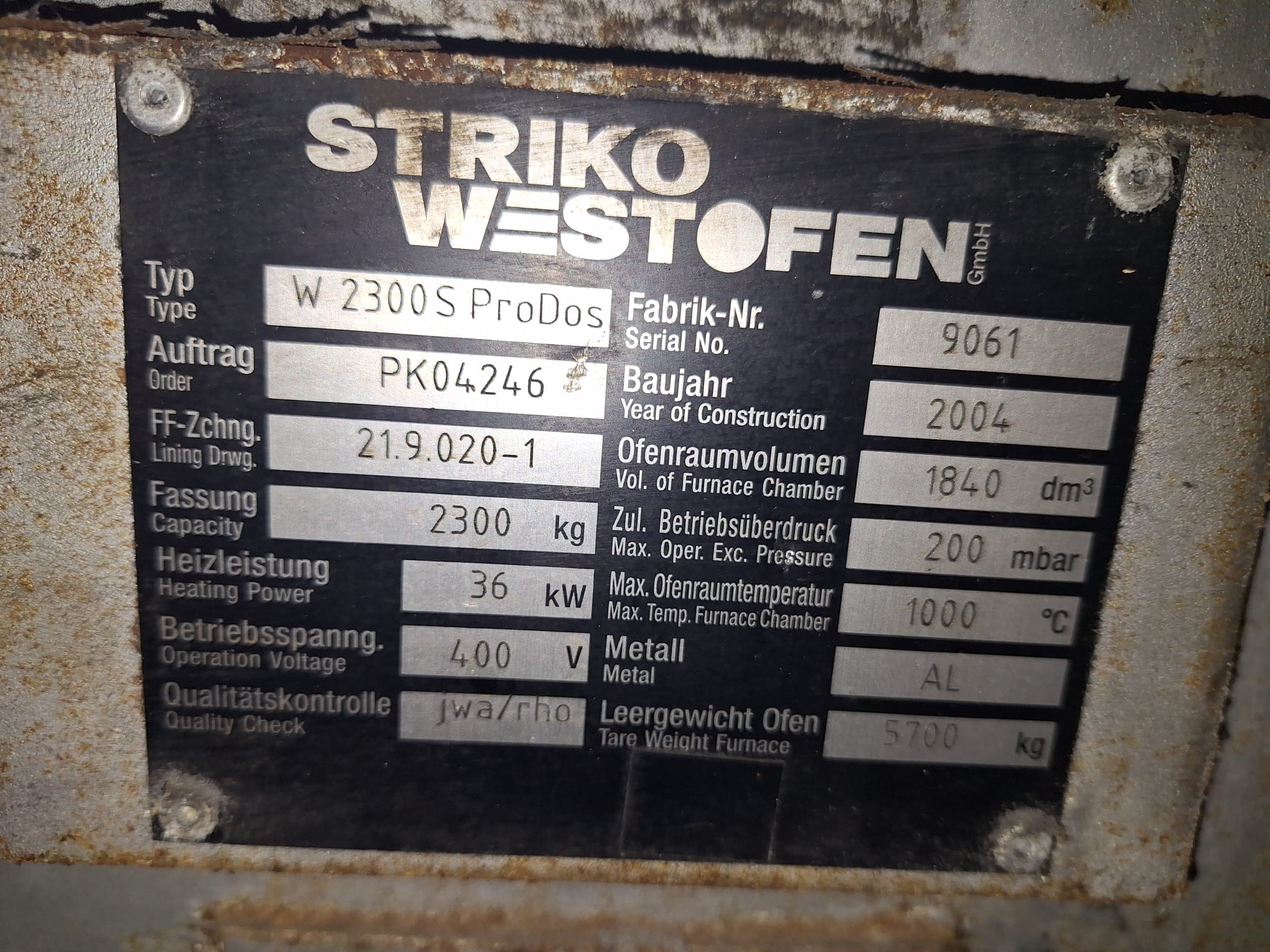 StrikoWestofen W 2300 S ProDos 3 Dozajlama Fırını O1815, kullanılmış